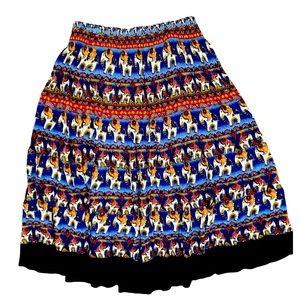 Boho Colorful Elephant Elastic Waist Skirt – Made in Thailand, NEW